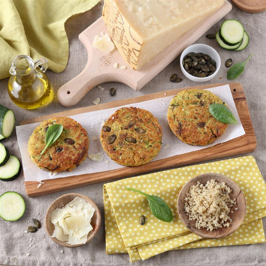 Recette : Burger au quinoa, courgettes & Grana Padano DOP